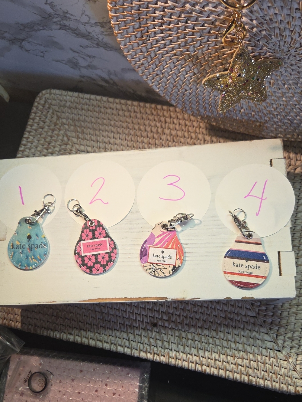 kate spade Keychain Charms - Pink, Blue, Teal, Multi